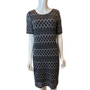 Michael Tyler Women Embroidered Sheath Dress 3768 Short Sleeve Geometric Black S